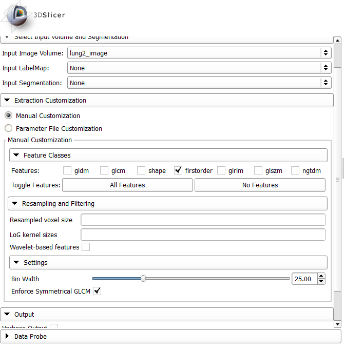 Slicer Radiomics new layout 1 (manual customization)